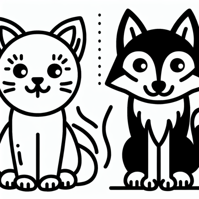 Cat With Wolf Coloring Page