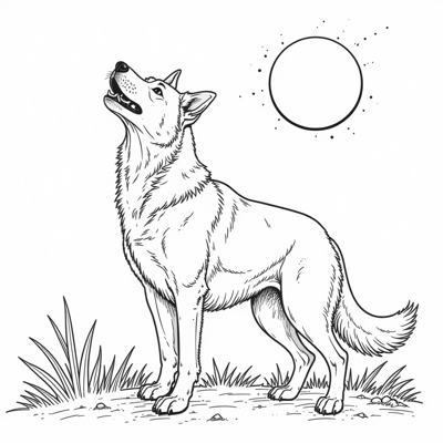 Dingo Howled Beneath The Moon Coloring Page