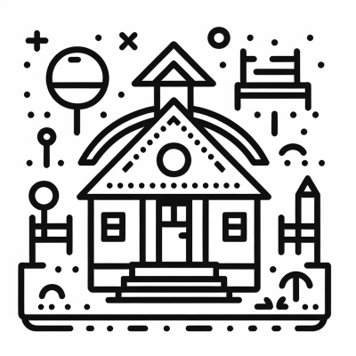 School House With Shapes Coloring Page