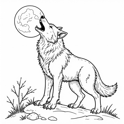 Werewolf Howled Under The Moon Coloring Page
