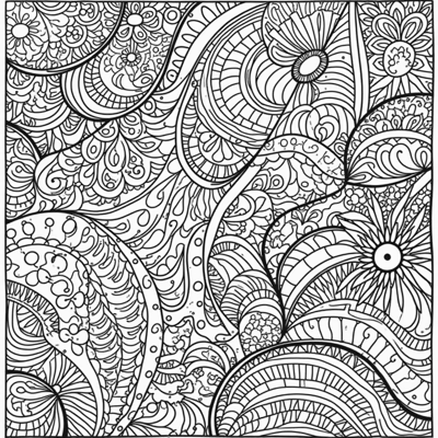 Zentangle Patterns Danced Across Paper Coloring Page