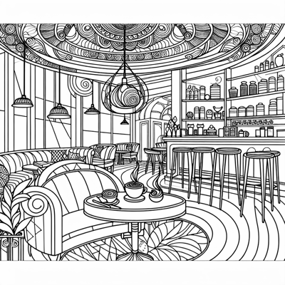 A Coffee Table In A Shop Coloring Page