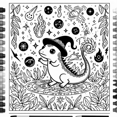 A Magic Axolotl Coloring Page