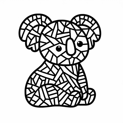 A Mosaic Koala Coloring Page