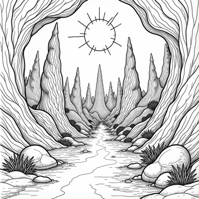 A Weird Surrealism Environment Coloring Page