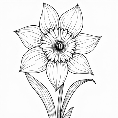 An Elegant Daffodil Coloring Page