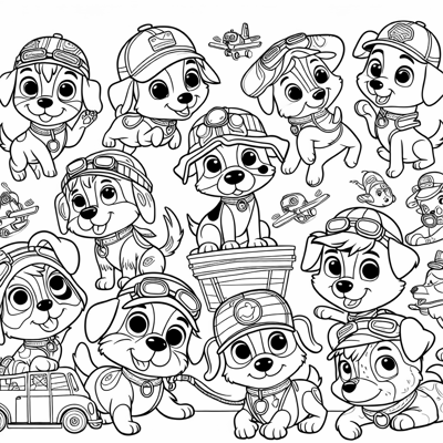 Create All Paw Patrol Characters Coloring Page