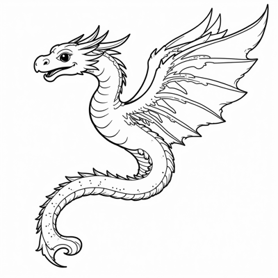 Flying Naga Coloring Page