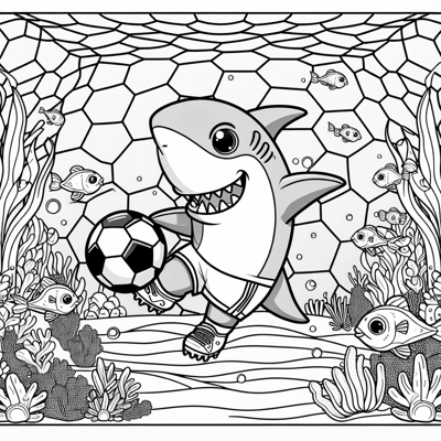 Shark Soccer Ball Coloring Page