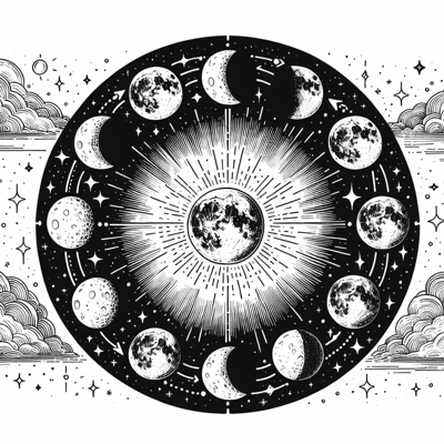 The Moon Cycles Coloring Page