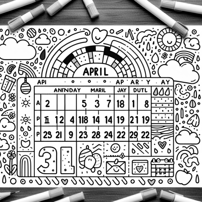 April Calendar Coloring Page