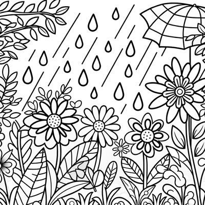 April Showers Bring May Flowers Coloring Page