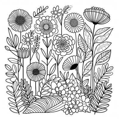Spring Flowers Coloring Page