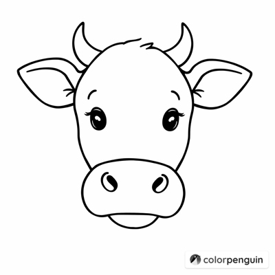 Simple Baby Cow Face Coloring Page
