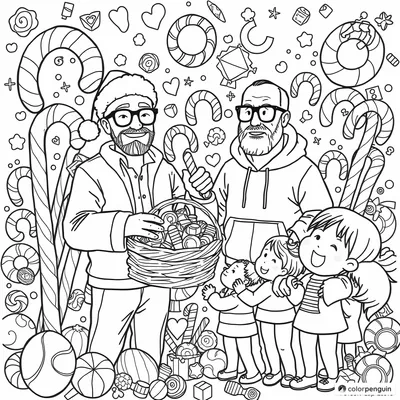 Candy Cane Fun With Walter And Jesse Coloring Page