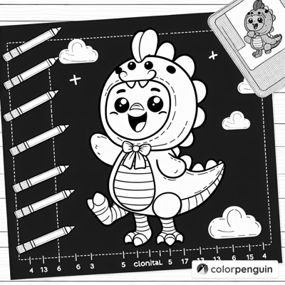 Chicken Nugget In A Dino Costume Coloring Page