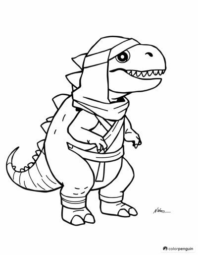 Ninja Stegosaurus Adventure Coloring Page