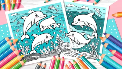 Dolphin coloring pages feature image