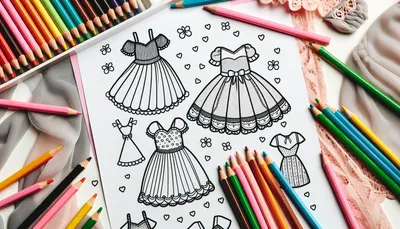 Dress coloring pages feature image