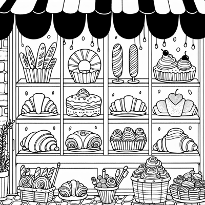 French Bakery Coloring Sheet Coloring Page