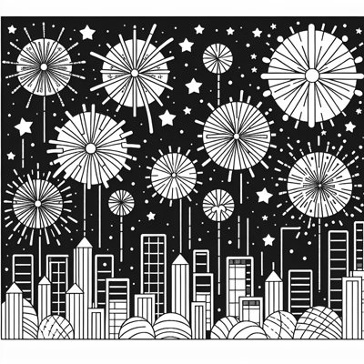 Fireworks Fun Coloring Page