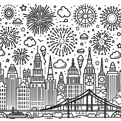 Fireworks Show Coloring Page