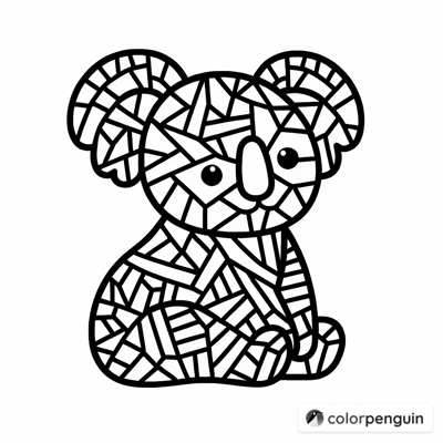 A Mosaic Koala Coloring Page