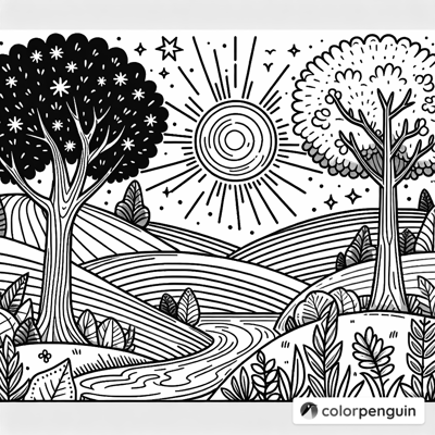 Healing Inner Child Landscape Coloring Page