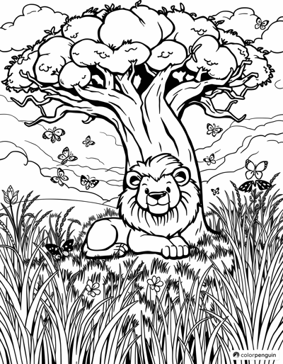 Cute Lion Coloring Page