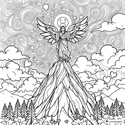 Angel Of Love Over Nature Coloring Page