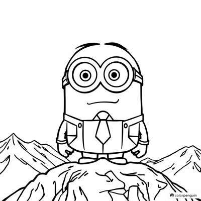 Minion In A Suit On A Mountain Coloring Page