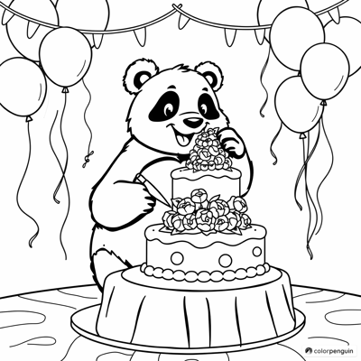 Panda Cake Decorator Coloring Page