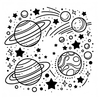 Our Beautiful Cosmos With Stars Coloring Page