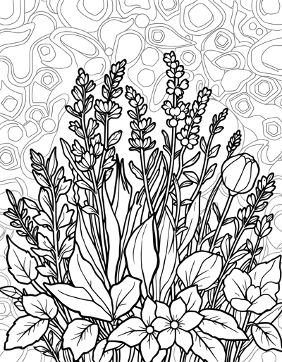 Garden Herbs And Blossoms Coloring Page