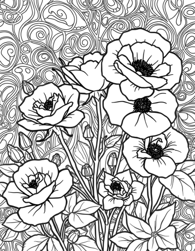 Garden Of Wild Roses Coloring Page