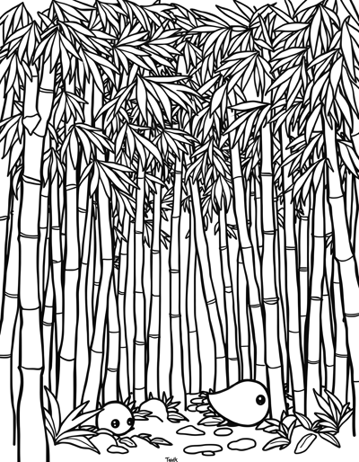 Mystic Bamboo Grove Coloring Page