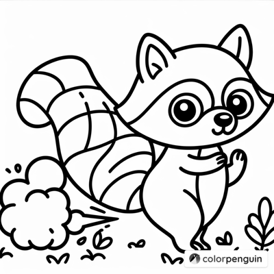 Silly Raccoon Farting Coloring Page