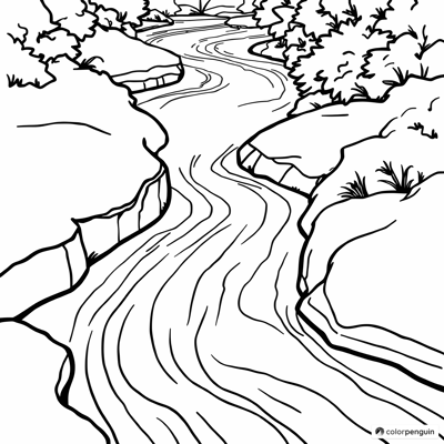 Serene River Scene Coloring Page