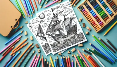 Ship coloring pages feature image