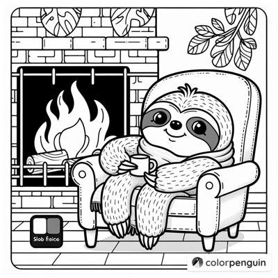 Cozy Sloth In A Chair Coloring Page