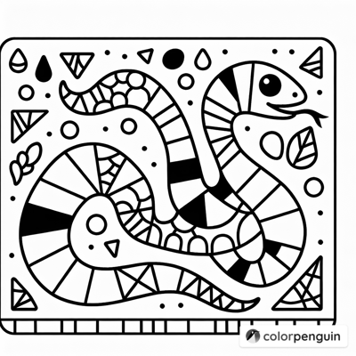 Mosaic Cute Snake Coloring Page