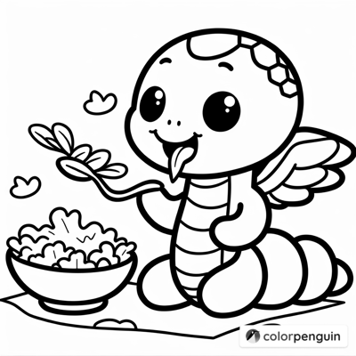 Superhero Snake Enjoying Salad Coloring Page