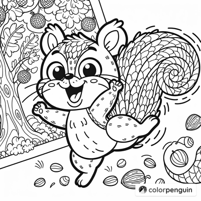 Funny Squirrel Coloring Page