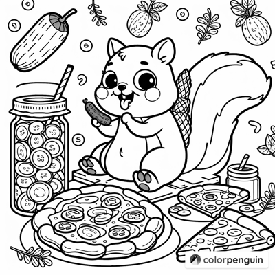 Squirrels Snack Time Coloring Page