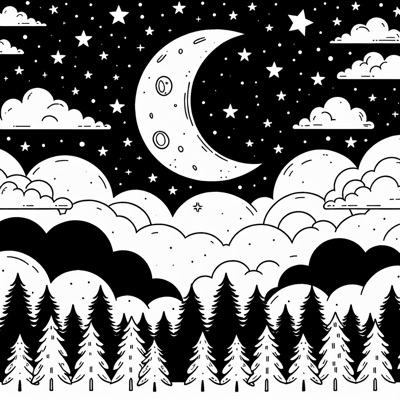 Moonlit Sky Coloring Page
