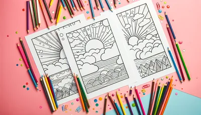 Sunset coloring pages feature image