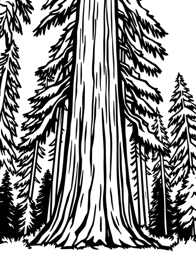 Redwood Tree Coloring Page