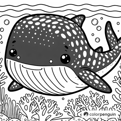 Adorable Whale Shark Coloring Page