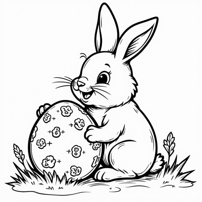 The Words Numbers On The Top Of Page Easter Rabbit... Coloring Page
