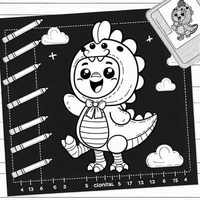 Chicken Nugget In A Dino Costume Coloring Page